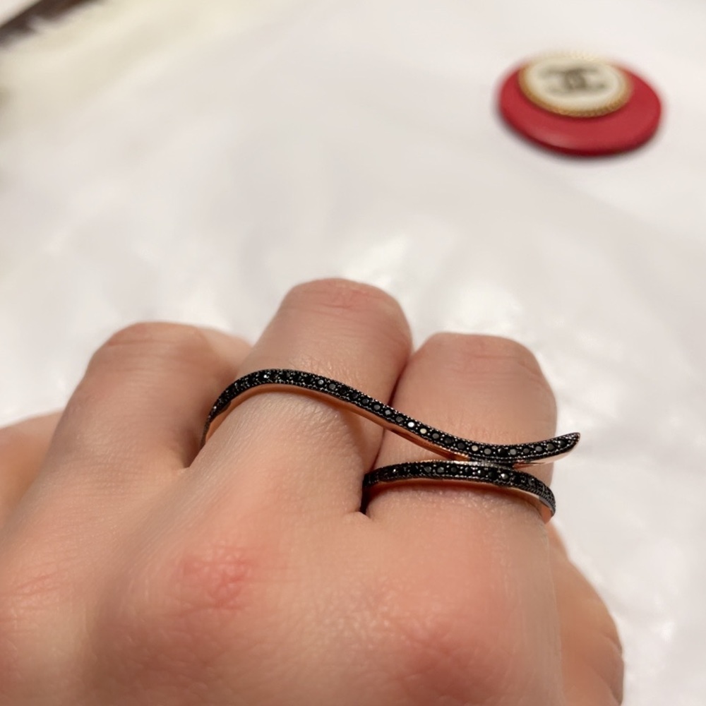 Strawberry Gold Chocolate Sapphires Accent Ring 14K over S925